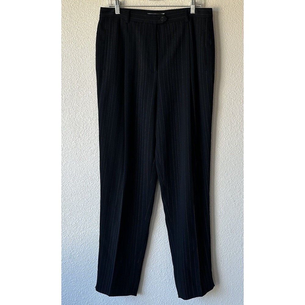 Garfield & Marks Sydney Trouser Black Pinstriped Pants Women's Size 14 Slacks - Picture 2 of 9